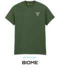 BV ORIGINAL BIOME military green T-shirt with white embroidered BV chest logo.