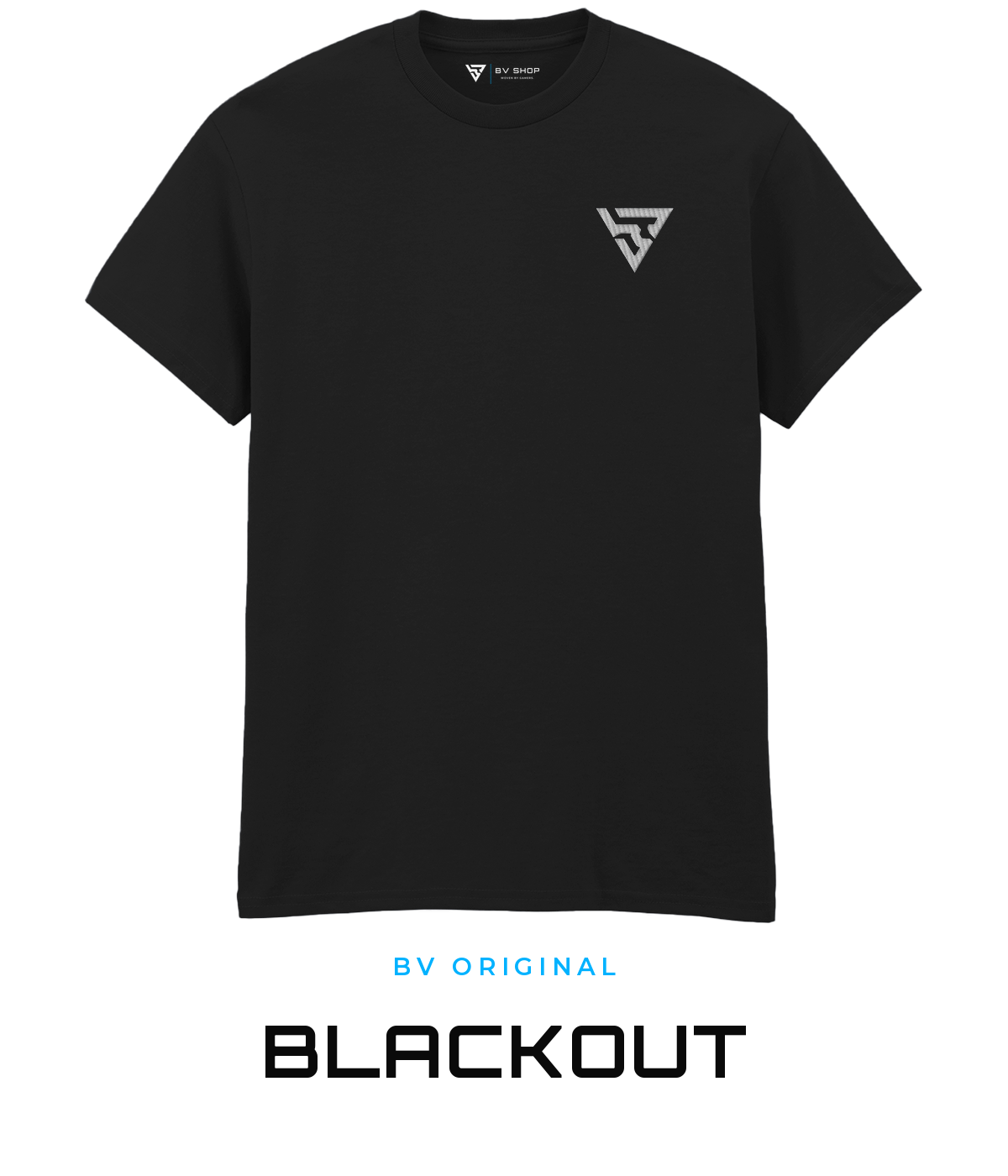 BV ORIGINAL BLACKOUT black T-shirt with white embroidered BV chest logo.