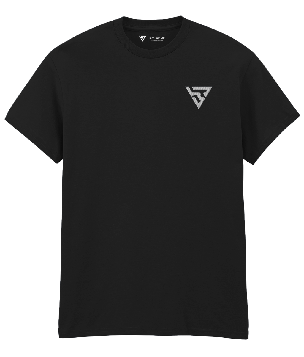 BV ORIGINAL BLACKOUT black T-shirt with white embroidered BV chest logo.2