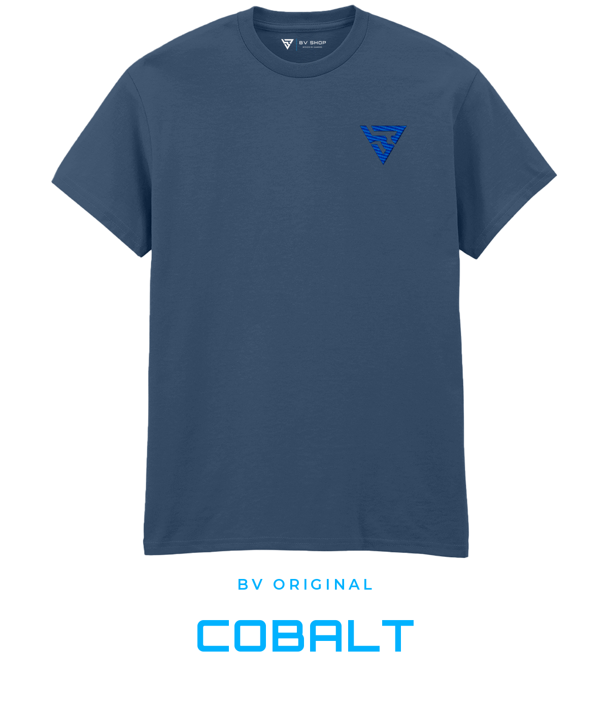 BV ORIGINAL COBALT blue T-shirt with blue embroidered BV chest logo.
