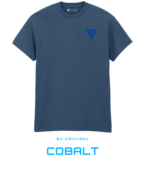 BV ORIGINAL COBALT blue T-shirt with blue embroidered BV chest logo.