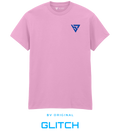 BV ORIGINAL GLITCH pink T-shirt with blue embroidered BV chest logo.
