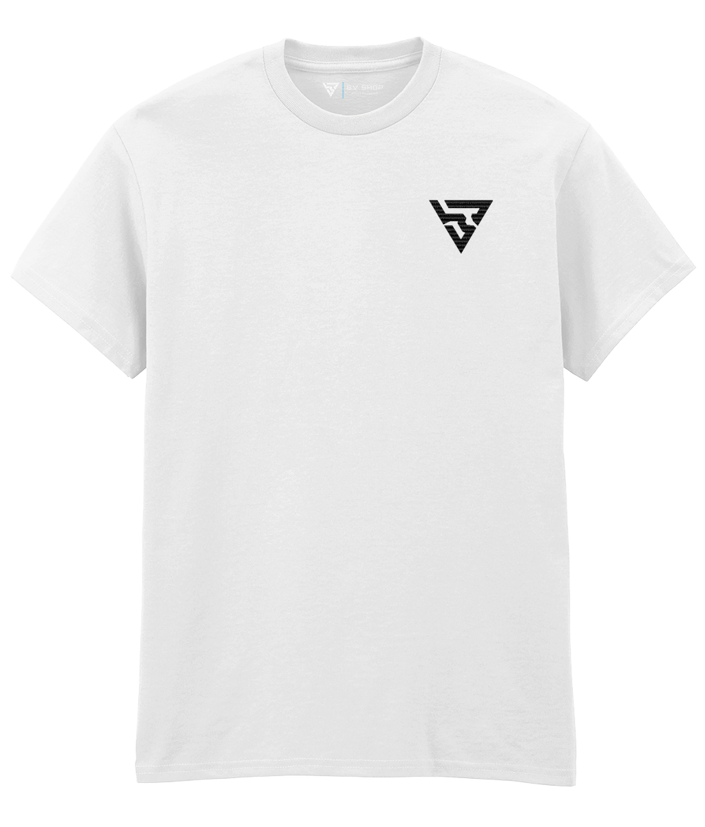 BV ORIGINAL RESET white T-shirt with black embroidered BV chest logo.2