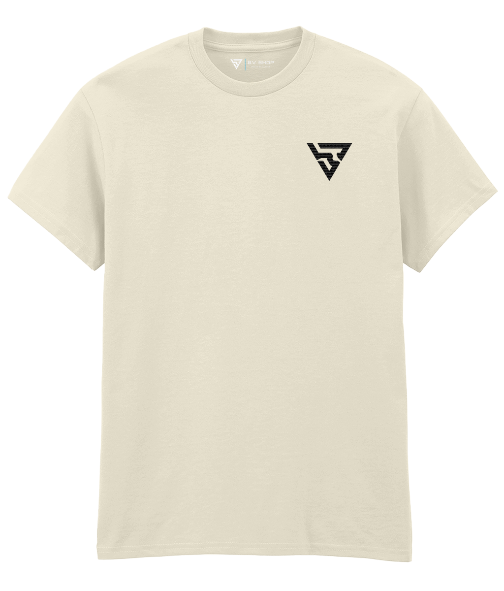 BV ORIGINAL SANDBOX cream T-shirt with black embroidered BV chest logo.2