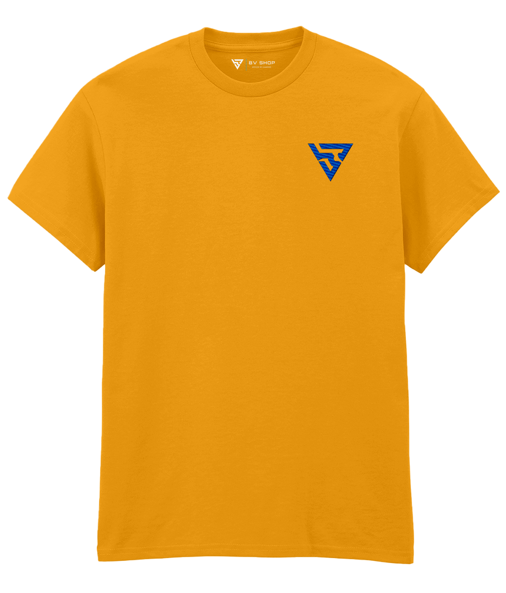 BV ORIGINAL TREKKY yellow T-shirt with blue embroidered BV chest logo.2