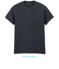 BV Shop REST POINT dark grey T-shirt with sword and flame embroidery and NO TUTORIAL collection title.