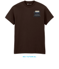 BV Shop SAFE ROOM brown T-shirt with typewriter embroidery and NO TUTORIAL collection title.
