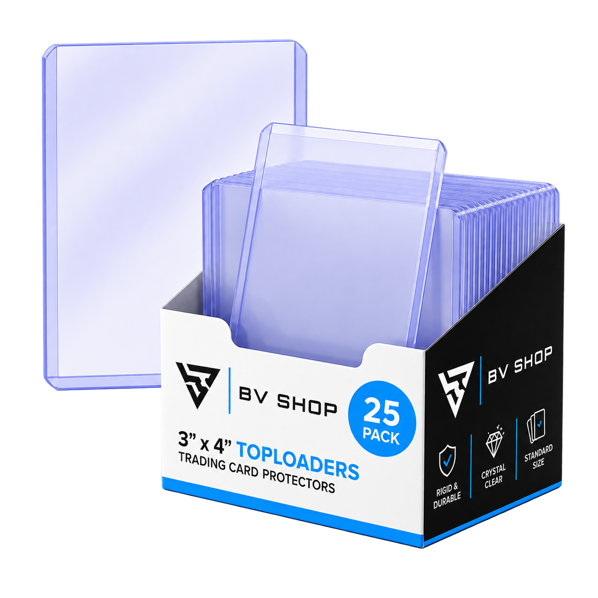 Front of BV Shop 25 pack trading card toploader retail box