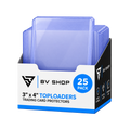 BV Shop box containing 25 crystal-clear blue 35pt trading card toploaders